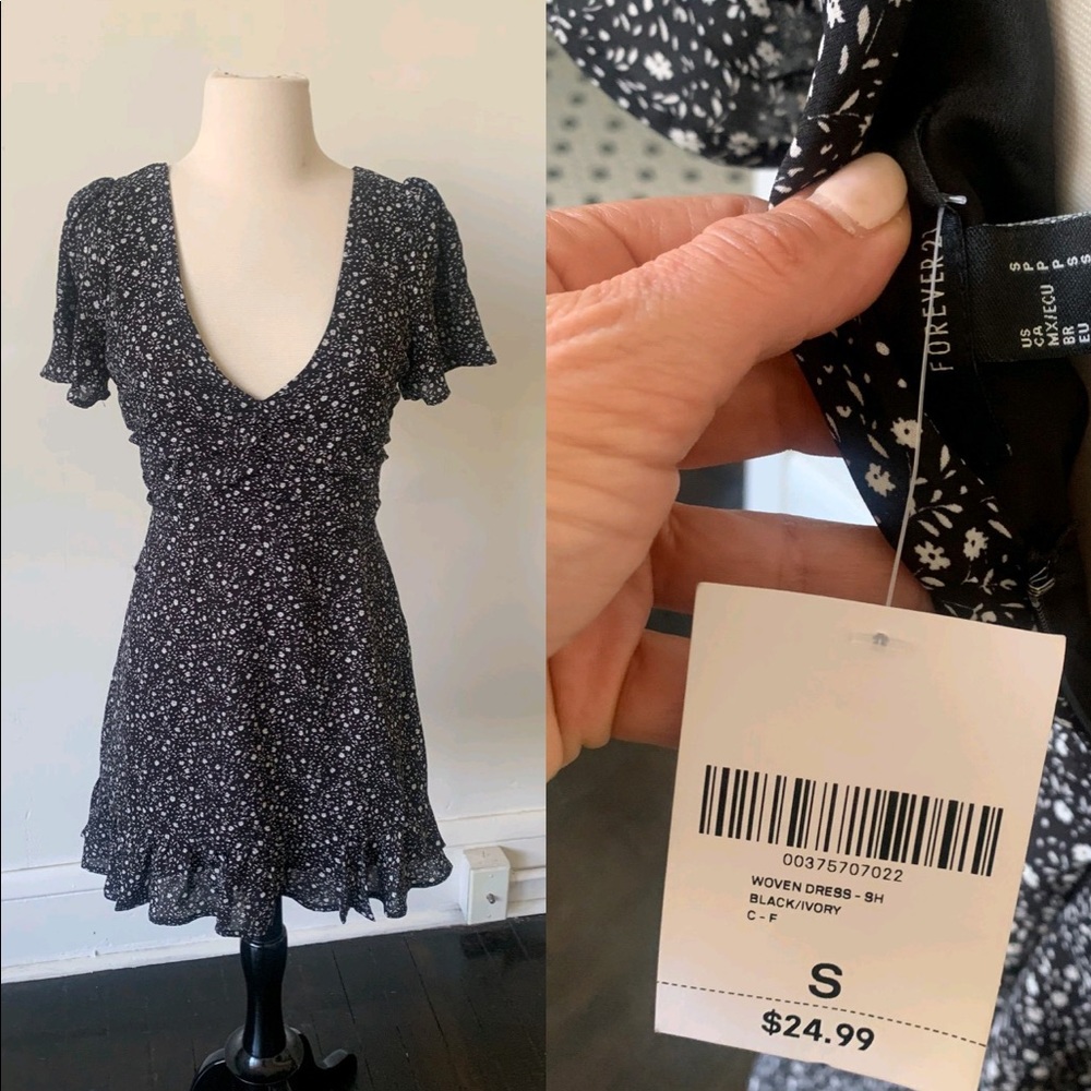NWT Black and White Floral Mini Dress